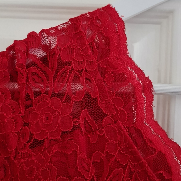 Red Lace Mini Dress - Picture 3 of 7